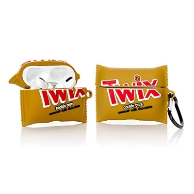 Abbildung von YIGEYI Silikon Hülle Kompatibel mit Airpods Pro Funny Cute 3D Cartoon Case Cover[Lustige Snacks Series 2] (Twix)