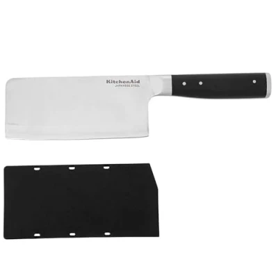 Abbildung von KitchenAid Gourmet Fleisch und Gemüsemesser, scharfe Klinge aus hochwertigem japanischem Kohlenstoffstahl, Schwarz, 15 cm / 6 Zoll