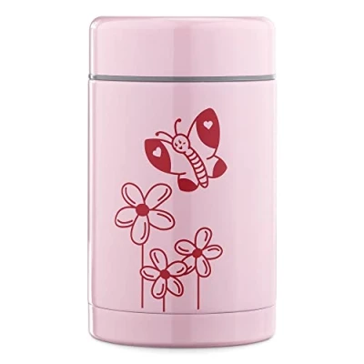 Abbildung von Navaris 500ml Thermobehälter für Babybrei Edelstahl Thermobecher Essen Snacks Thermo Behälter Isolierbehälter auslaufsicher rosa