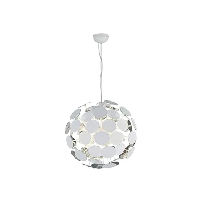 Abbildung von Trio Leuchten Pendelleuchte Discalgo 309900631, Metall weiß matt, Kunststoffscheiben weiß/silberfarbig, exkl. 6x E14, 54 x 150 cm