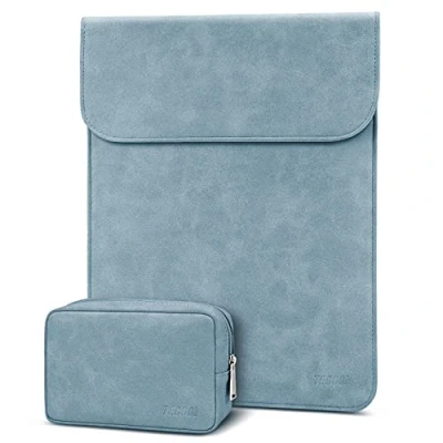 Abbildung von TECOOL 13 3 Zoll Laptop Hülle Tasche Leder,MacBook für 2012 2020 2024 MacBook Air/Pro 13.6 M3 M2 M1,2021 2023 Pro 14 M1,13 HP Surface Schutzhülle Blau