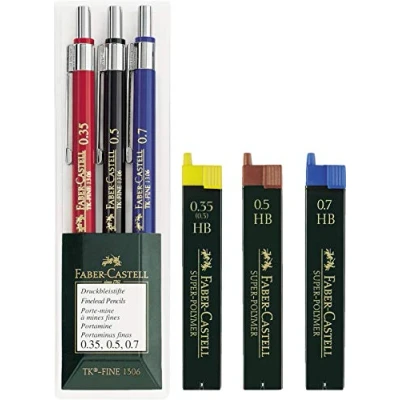 Abbildung von Faber Castell 130622 Druckbleistift TK Fine 3 Sparset (plus ein Stift 0,35 mm, 0,5 mm und 0,7 mm)