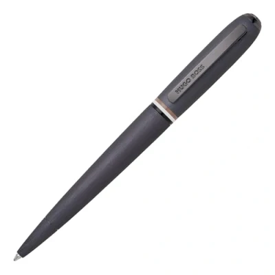 Abbildung von Hugo Boss Contour Iconic Kugelschreiber aus Messing und Aluminium in der Farbe Schwarz, Länge: 13,6cm, Minenfarbe: Blau, HSH3414D