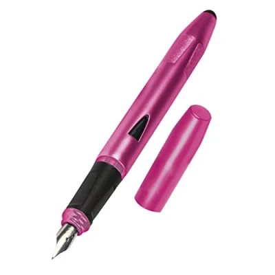 Abbildung von ONLINE Schreiblern Füller Switch Starter, Anfänger Feder für Rechtshänder, ergonomischer Patronen Schüler, Stylus Tip Schreibübungen auf Tablets, Standard Tintenpatronen, Pretty Pink
