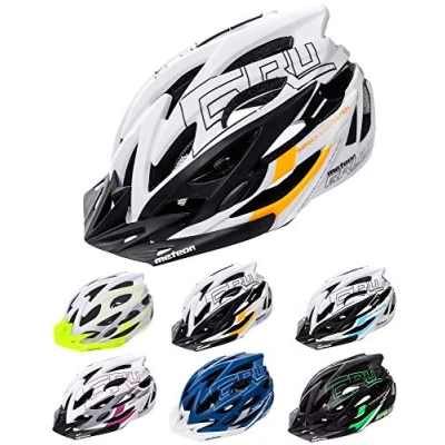 Abbildung von meteor Fahrradhelm Herren Damen Kinder Helm MTB rollerhelm kinderfahrradhelm Mountainbike rennradhelm Inliner skaterhelm BMX fahradhelm Scooter Jungen Bike Helmet S 52 56 cm Weiß/Schwarz/Orange