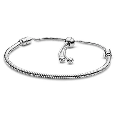 Abbildung von Pandora Moments Schlangen Gliederarmband mit Schiebeverschluss Silber 28 cm