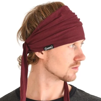 Abbildung von Stirnband Herren Bandana Kopftuch, Haarband Damen Wickeln Lange Dekorative Bänder, Schweißbänder Japanische Mode, Zubehör Für Pirat Ninja Weinrot