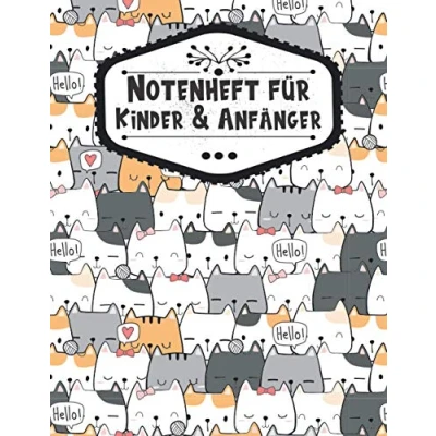 Abbildung von Notenheft für Kinder &amp; Anfänger: Blanko Musik Notizbuch, Din A4 hoch, 12 Notensysteme pro Seite, geschenke musiker, 100 Seiten, großes Format (21,59 x 27,94 cm), Hochglanzcover