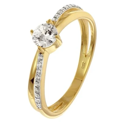 Abbildung von GLIZZ Damenring Gold 333/8K mit Zirkonia elegantes Schmuckstück für modische Frauen, zauberhaftes Accessoire GL8806 52 Ringgröße 52/16,6
