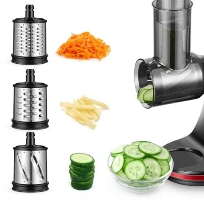 Abbildung von AMZCHEF Elektrische Gemüsehobel Zubehör für ZM1501 &amp; GM3001 Slow Juicer Keine Maschine, nur Enthalten 3 Abnehmbaren Trommelblättern
