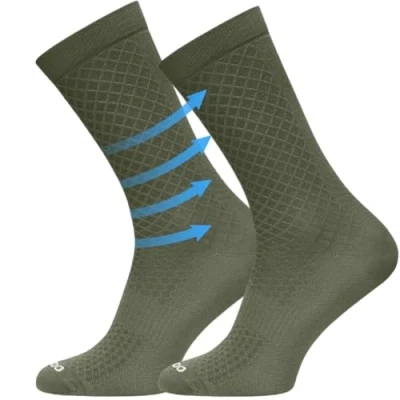 Abbildung von TODO Aero Fahrradsocken Herren und Damen Grün Atmungsaktive Serpente Radsocken Aero. Elastisch Rennrad Socken Khaki (Serpente ZIE 39 42)