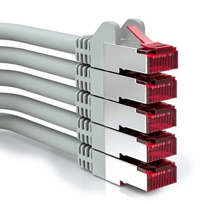 Abbildung von deleyCON 5x 0,5m CAT6 Patchkabel S/FTP PIMF Schirmung CAT 6 RJ45 Netzwerkkabel Ethernetkabel LAN DSL Switch Router Modem Access Point Patchfelder Grau