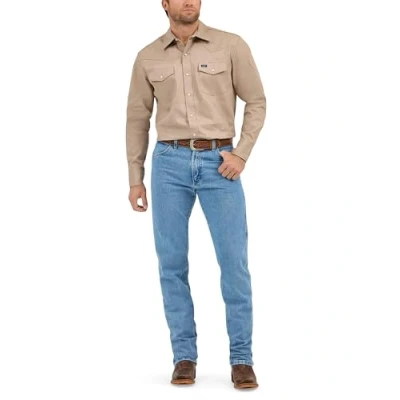 Abbildung von Wrangler Herren Ms70319_x Arbeits Utility Hemden zum Knöpfen, Khaki, L Lang EU