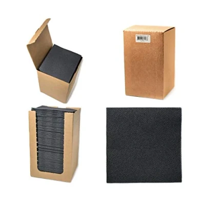 Abbildung von Alvotex CHIC Airlaid 100 Coctailservietten, 1/4 Falten Stoffähnlich, Hochwertige Einwegserviette, Schwarz, 20x20 cm