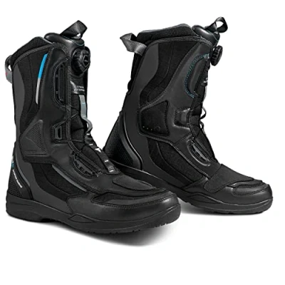 Abbildung von SHIMA STRATO Motorradstiefel Herren und Damen Motorrad Wasserdicht Stiefel Tourenstiefel Schuhe Männer Leder Schwarz (Damen, Wasserdicht, 40)
