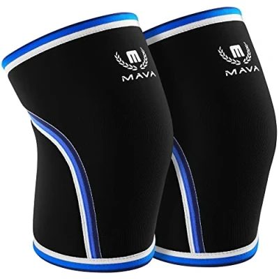 Abbildung von Mava Sports Kniebandage Männer &amp; Damen 7mm Neopren Knie Kompressionsbandage für Cross Training, Fitnessstudio, Kniebeugen Gewichtheben