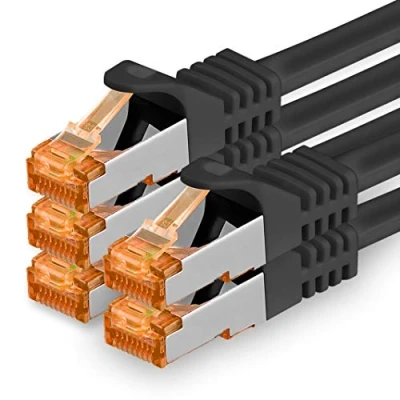 Abbildung von 1,5m Cat.7 Netzwerkkabel Schwarz 5 Stück Gigabit Ethernet LAN Kabel 10000 Mbit S Patchkabel Cat7 FTP PIMF Schirmung LSZH Rohkabel Rj45 Stecker Cat 6a x 1,5 Meter