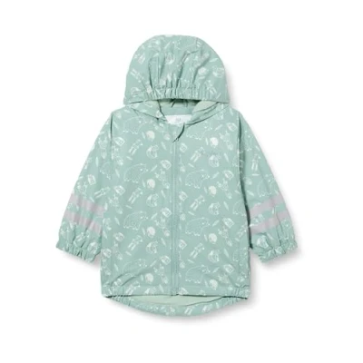 Abbildung von Playshoes Unisex Kinder Fleece futter Regenmantel Regenjacke Regenbekleidung, Grün Waldtiere, 80 EU