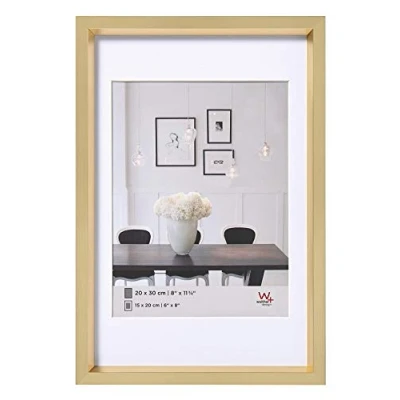 Abbildung von walther design Bilderrahmen gold 40 x 50 cm mit Passepartout, Steel Style Kunststoffrahmen ES050G