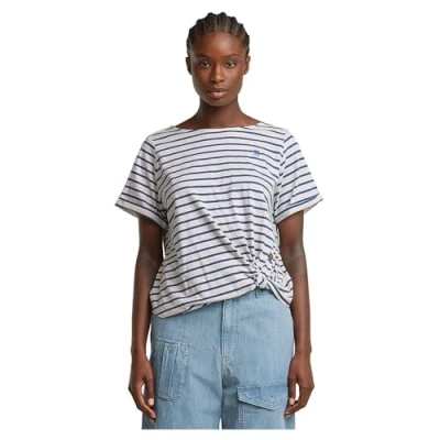 Abbildung von G STAR Striped KNOT TOP Tshirt basic, Damen, Größe: XS, Lt chalk mid blue stripe