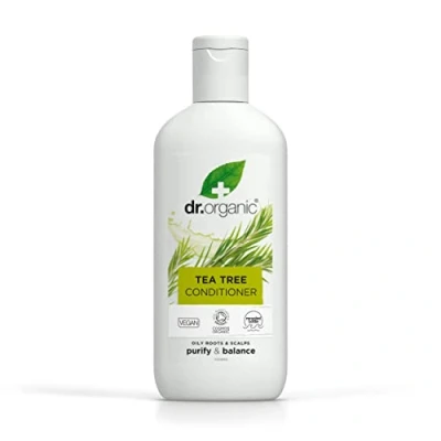 Abbildung von Dr. Organic Teebaum Conditioner, Reinigend, Fettige Wurzeln &amp; Kopfhaut, Herren, Damen, natürlich, vegan, tierversuchsfrei, paraben und SLS frei, zertifiziert biologisch, 265ml