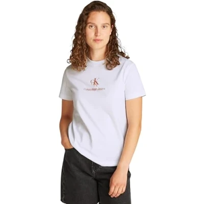 Abbildung von Calvin Klein Jeans Shadow Graphic Regular TEE Tshirt print, Damen, Größe: 3XL, Brilliant white
