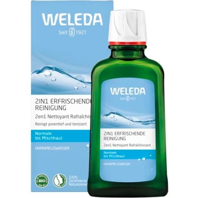 Abbildung von WELEDA Bio 2in1 Erfrischende Reinigung, Naturkosmetik Gesichtswasser und Make up Entferner zur porentiefen Reinigung Pflege von Gesicht, Haut Hals (1 x 100 ml)