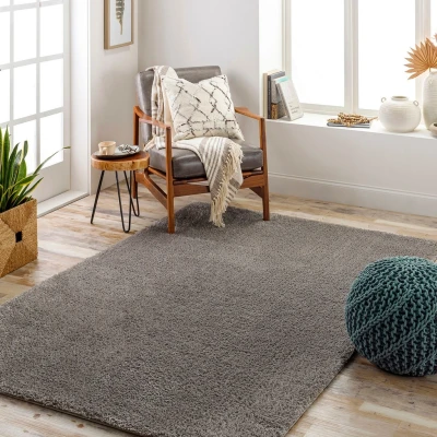 Abbildung von Surya Shaggy Teppich Flauschiger für Wohnzimmer, Esszimmer, Schlafzimmer Abstrakter Langflor Hochflor weiss flauschig und pflegeleicht groß 160x213cm in Dunkelgrau