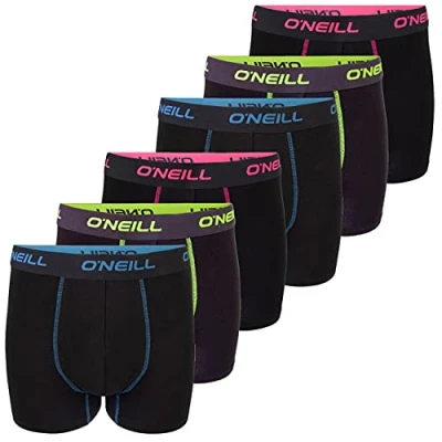 Abbildung von O&#039;Neill Boxershorts Herren 6er Pack Baumwolle Uni Sport Boxer Männer Basic Trunk Unterwäsche, Größe:XXL, Vorteilspacks:6X Black Neon (7003)