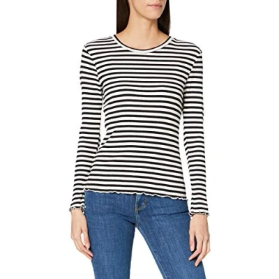 Abbildung von Selected Femme Slfanna LS CREW NECK STR NOOS Strickpullover, Damen, Größe: 44, Black/snow white stripes