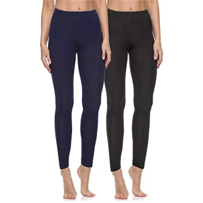 Abbildung von Merry Style 2er Pack Leggings Damen Baumwolle für das ganze Jahr Bequeme Blickdicht Ideal Yoga Sport Gym und Freizeit MS10 198 (Schwarz/Marine, S)