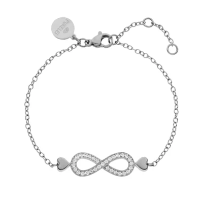 Abbildung von Purelei® Eternal Love Armband, Damen Armband aus langlebigem Edelstahl, wasserfestes mit Infinity und Herzanhänger, 16 19 cm Länge verstellbar (Silber, Edelstahl)
