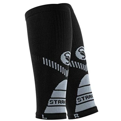Abbildung von STARK SOUL 2 Paar Waden Kompressionsstrümpfe ohne Fuss für Damen und Herren, Sport Wadenstulpen, Wadenbandage, Beinlinge, schwarz, Gr. M