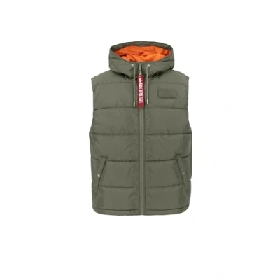 Abbildung von Alpha Industries Hooded Puffer Weste, Herren, Größe: Large, Sage green