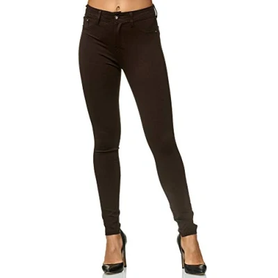 Abbildung von Elara Damen Stretch Hose Skinny Fit Jegging Chunkyrayan H09 Brown 40 (L)