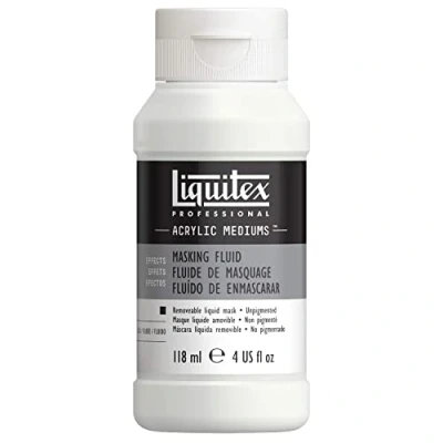 Abbildung von Liquitex 5404 Maskiermalmedium für Acrylfarben, Aquarellfarben, Rubbelkrepp Leinwand, Papier, Holz, deckt wasserabweisend ab und ist entfernbar 118ml Flasche