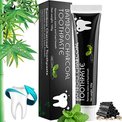 Abbildung von Aktivkohle Zahnpasta Zahnaufhellung Bamboo Charcoal Natürliche Schwarze Weisse Zähne Bambus Zahncreme Weiße Raucher Black Toothpaste 105g