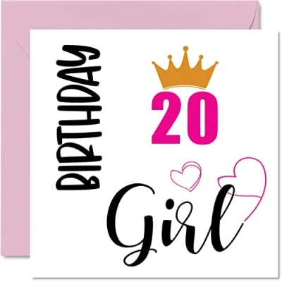 Abbildung von Geburtstagskarte zum 20. Geburtstag für Frauen Happy Karten 20 Jahre alte Frau Tochter Schwester Enkelin Cousin Freund Nichte, 145 mm x Grußkarten Geschenk