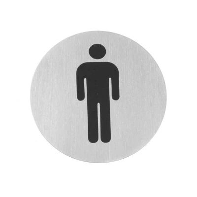 Abbildung von HENDI Türschild WC Ø 7,5 cm Edelstahl rund mit Doppelklebeband Piktogramm Toilette, Gastro Türschilder kaufen