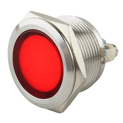 Abbildung von SeKi 22mm LED Kontrollleuchte in Rot 6 24V; V2A Edelstahl Signalleuchte Anzeigenlampe, Indikator, Kontrolllampe, Betriebsanzeige