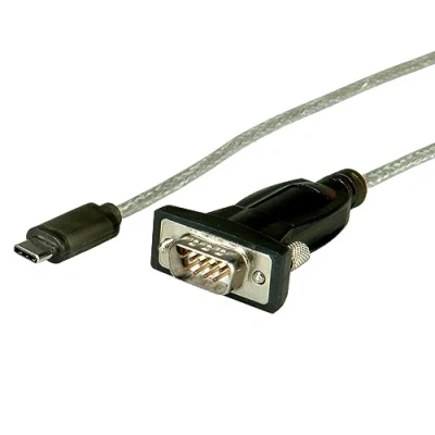 Abbildung von ROLINE USB Seriell Konverter Kabel, Typ C RS232, schwarz, 1,8 m