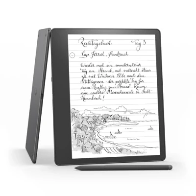 Abbildung von Zertifiziert und generalüberholt Kindle Scribe, der erste mit Schreibfunktion, 10,2 Zoll Paperwhite Display 300 ppi, Premium Eingabestift 32 GB