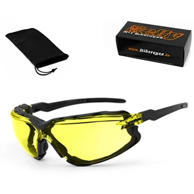 Abbildung von HELLY® No.1 Bikereyes® Bikerbrille, Chopperbrille, Motorrad Sonnenbrille, Motorradbrille beschlagfrei, winddicht, bruchsicher, Polster abnehmbar TOP Tragegefühl Brille: darkrider xenolit