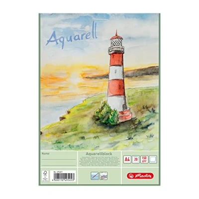 Abbildung von Herlitz 495457 Aquarellpapier, Aquarellkarton, A4, 150 g/qm, 20 Blatt 3 Stück