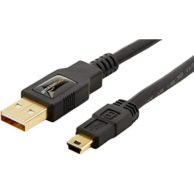 Abbildung von Amazon Basics USB A auf Mini 2.0 Kabel, 480 Mbit/s Übertragungsgeschwindigkeit, mit vergoldeten Steckern, 1.8 m, Schwarz