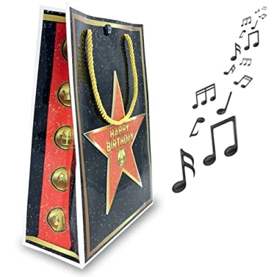 Abbildung von MUSIK Geschenktüte, beim ÖFFNEN der Tasche hört man den Song &quot;Simply the Best&quot;, tolle Geschenkverpackung für Geburtstage, GagBag von bentino