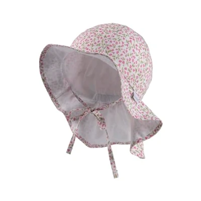 Abbildung von Sterntaler Sonnenhut Millefleurs mit Nackenschutz und Bindeband Schirmmütze Baby gefüttert Batist (Bio) Sommerhut Mädchen aus Baumwolle Größenregulierungsband UV30 weiß, 49