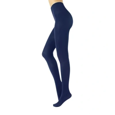 Abbildung von CALZITALY Warme Blickdichte Strumpfhosen aus Baumwolle Schwarz, Violett S/M, L/XL 100 DEN Made in Italy (S M, Navy)