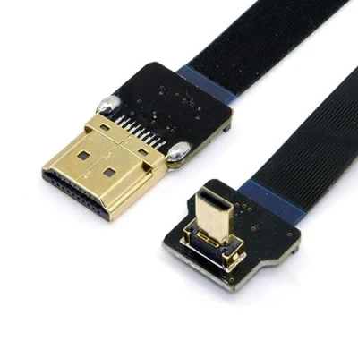 Abbildung von CY flaches Kabel mit um 90 Grad abgewinkeltem HDMI Anschluss, Micro FPV Stecker auf FPC Stecker, für GoPro Luftfotografie einem Multikopter, 20 cm lang.