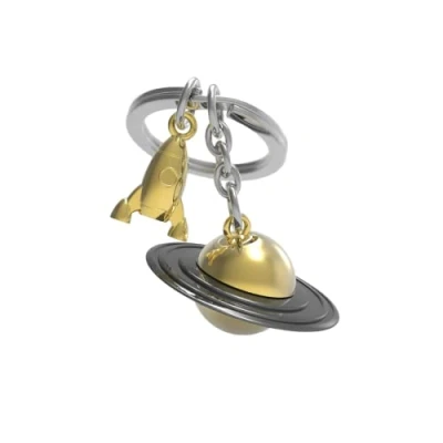 Abbildung von O meta[l]morphose Metalorphose Schlüsselanhänger Helium Gold Buchstabe A mit silbernem Ballon MTM10A, Schwarz, Gold., one size, Planet